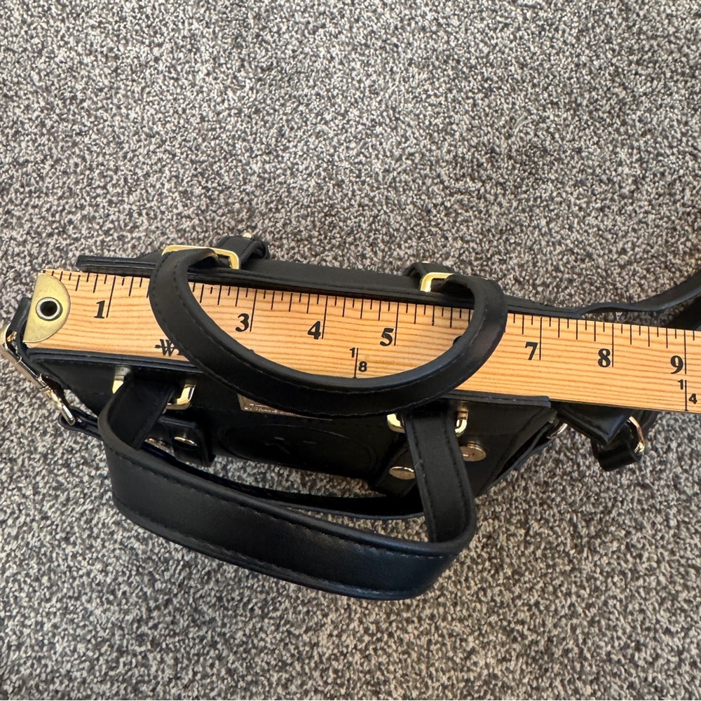 IEMBE by Travis Derry Black Mini Satchel Crossbody Bag Gold Hardware - Picture 12 of 12